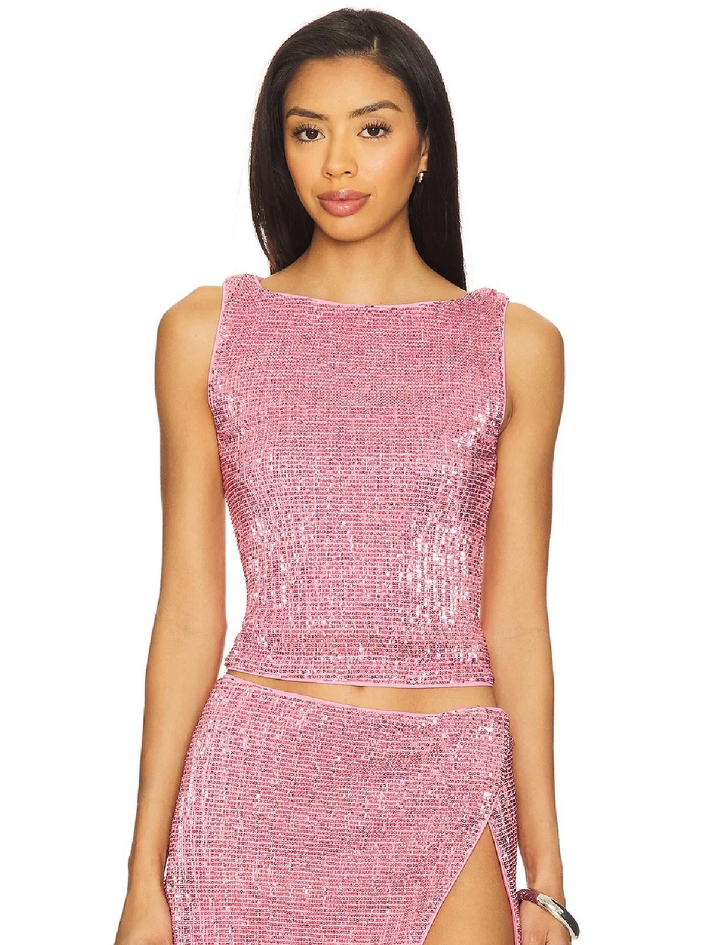 Lovers + Friends Pink Sequin Selma Top